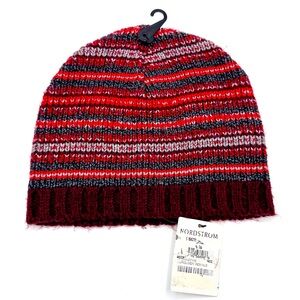 The Rail Red & Gray Striped Winter Beanie Hat